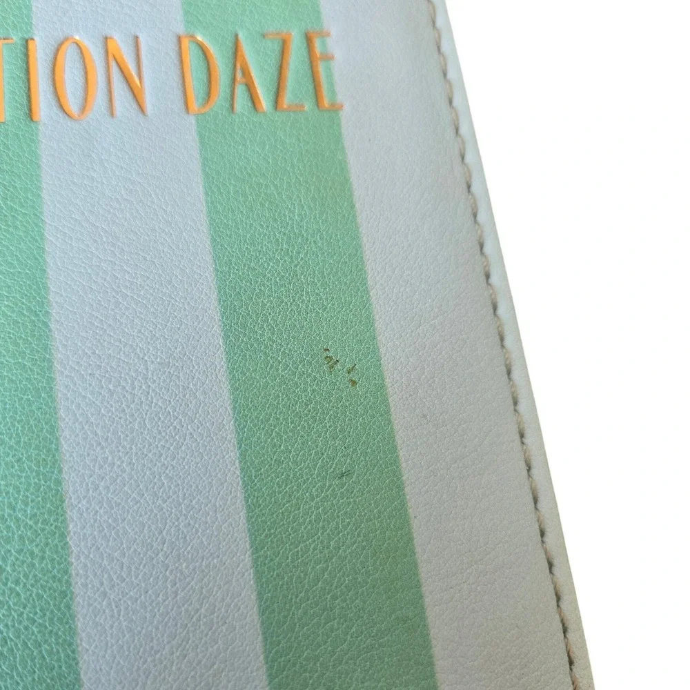 Anthropologie‎ Passport Card Holder Travel Vacation Striped Preppy Boho Green